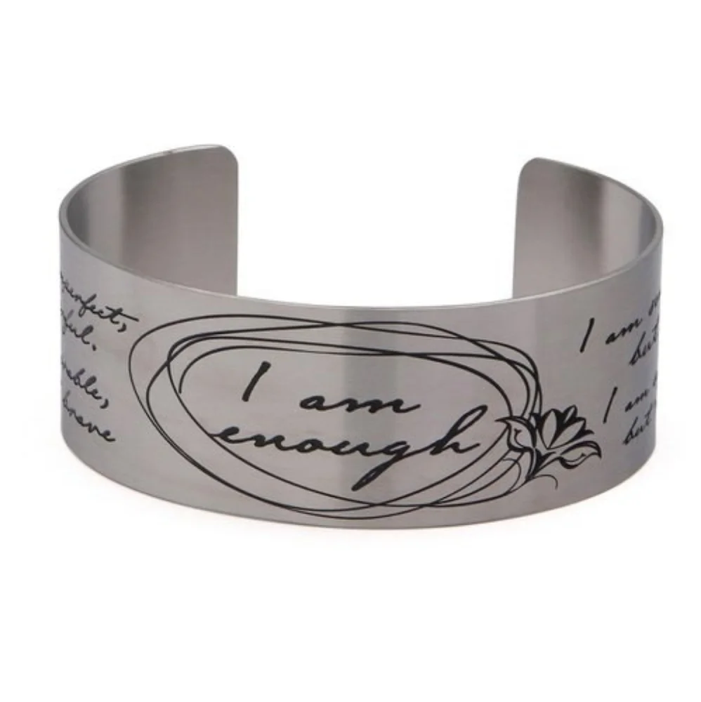 Wide Cuff Bracelet Inspirational Message Bracelet